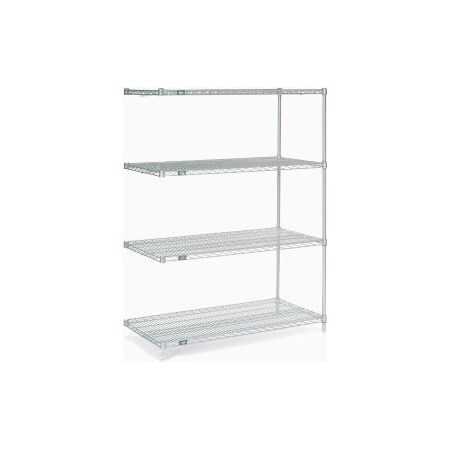 Global Equipment Nexelate    Silver Epoxy Wire Shelving Add-On 48"W x 24"D x 63"H A24486EP